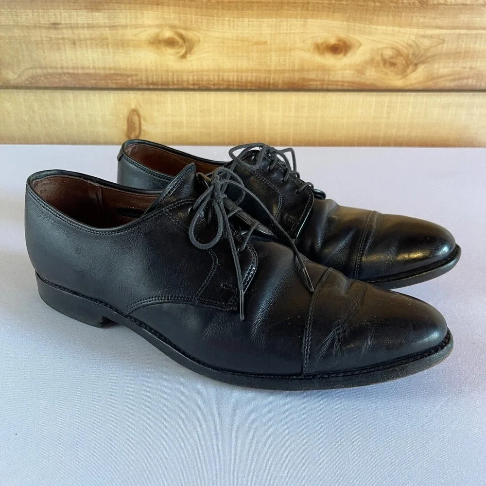 Allen Edmonds Riverside Mens 11 D Black Leather Lace Up Cap Toe Oxford Derby USA